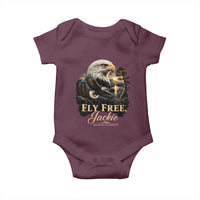 Fly Free Jackie Big Bear Bald Eagle Memorial Baby Onesie California Valley Sunset Forest Nature Graphic