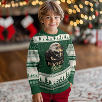 Fly Free Jackie Big Bear Bald Eagle Memorial Ugly Christmas Sweater California Valley Sunset Forest Nature Graphic