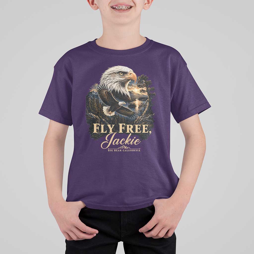 Fly Free Jackie Big Bear Bald Eagle Memorial T Shirt For Kid California Valley Sunset Forest Nature Graphic