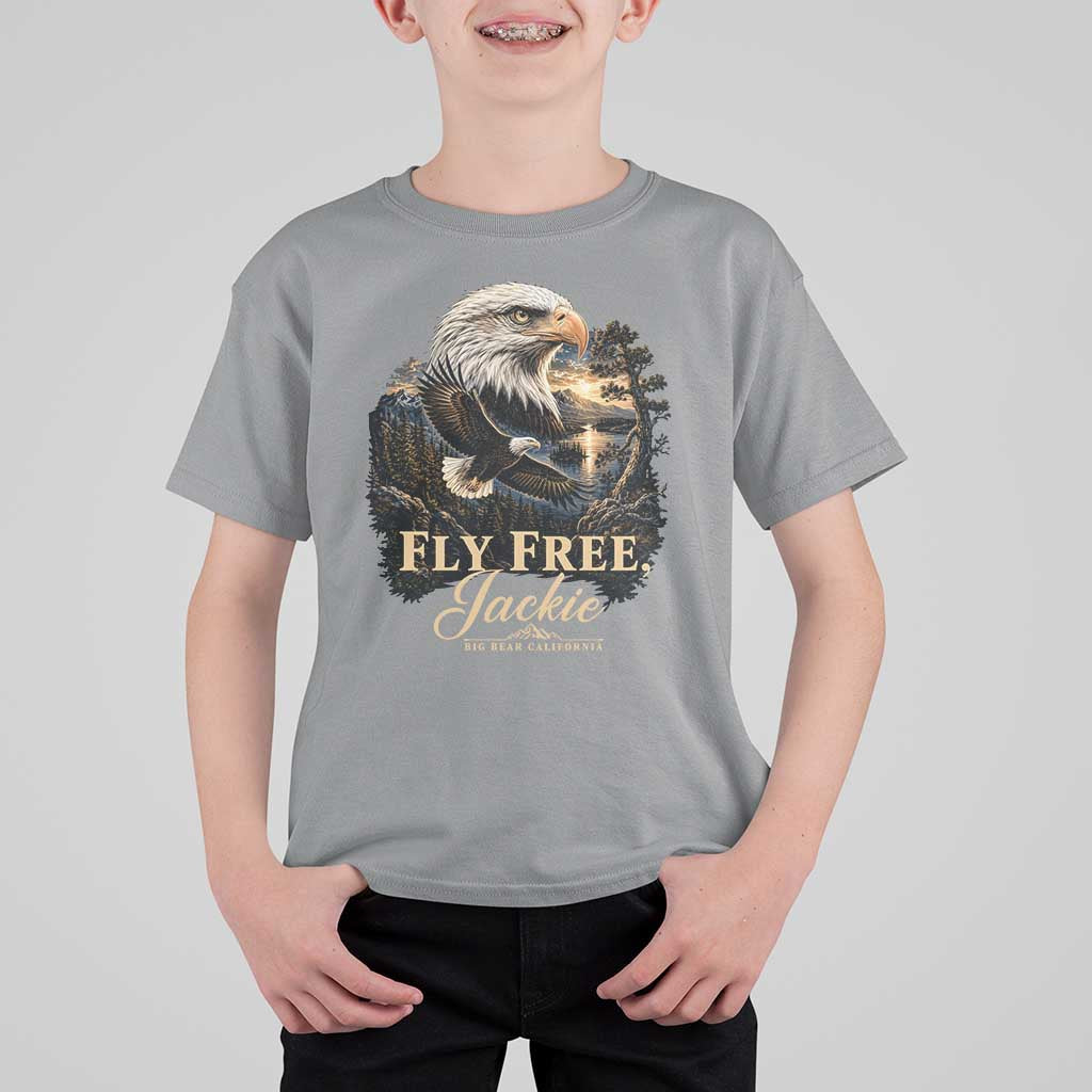 Fly Free Jackie Big Bear Bald Eagle Memorial T Shirt For Kid California Valley Sunset Forest Nature Graphic