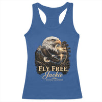 Fly Free Jackie Big Bear Bald Eagle Memorial Racerback Tank Top California Valley Sunset Forest Nature Graphic