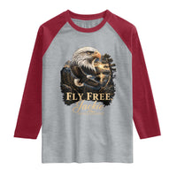Fly Free Jackie Big Bear Bald Eagle Memorial Raglan Shirt California Valley Sunset Forest Nature Graphic