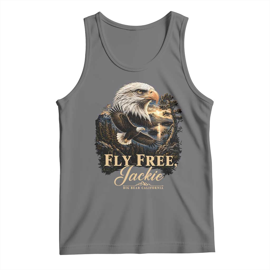 Fly Free Jackie Big Bear Bald Eagle Memorial Tank Top California Valley Sunset Forest Nature Graphic