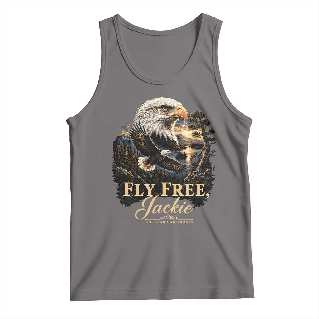 Fly Free Jackie Big Bear Bald Eagle Memorial Tank Top California Valley Sunset Forest Nature Graphic