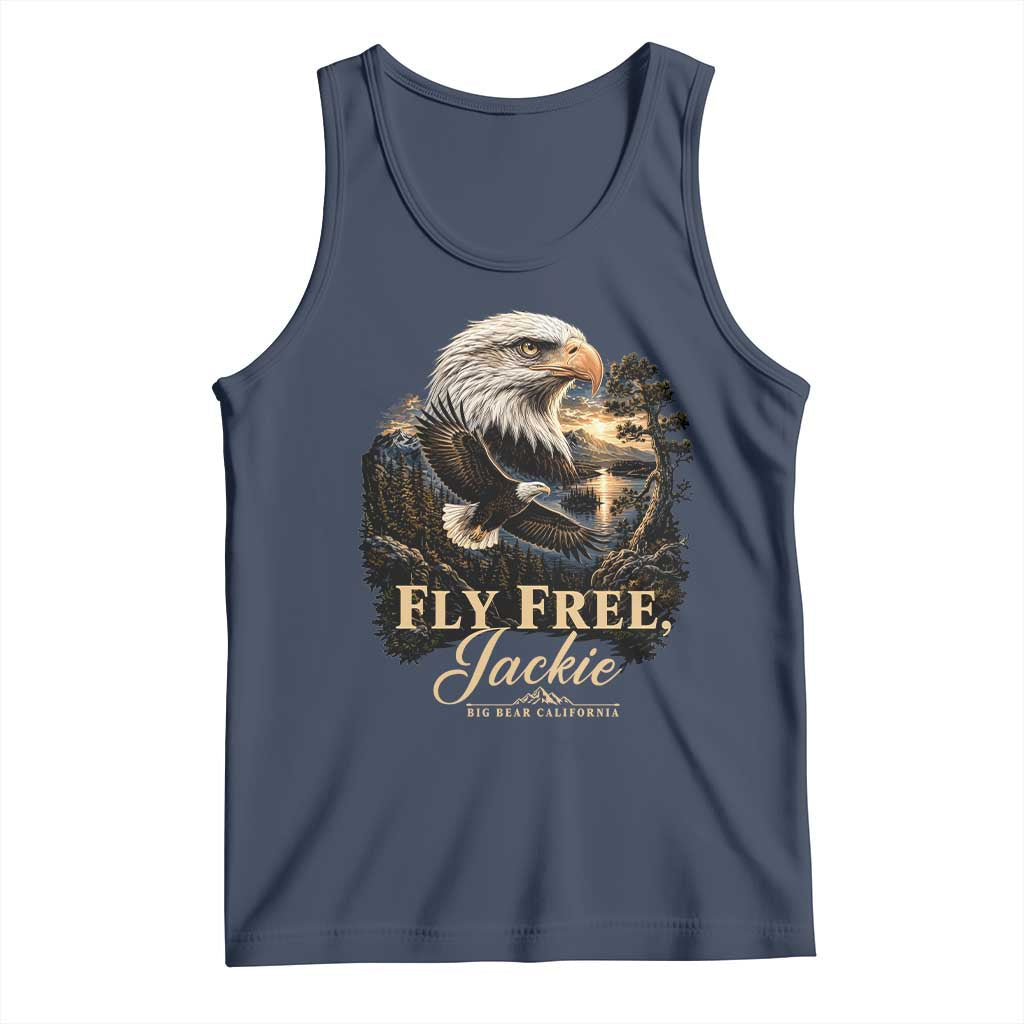 Fly Free Jackie Big Bear Bald Eagle Memorial Tank Top California Valley Sunset Forest Nature Graphic