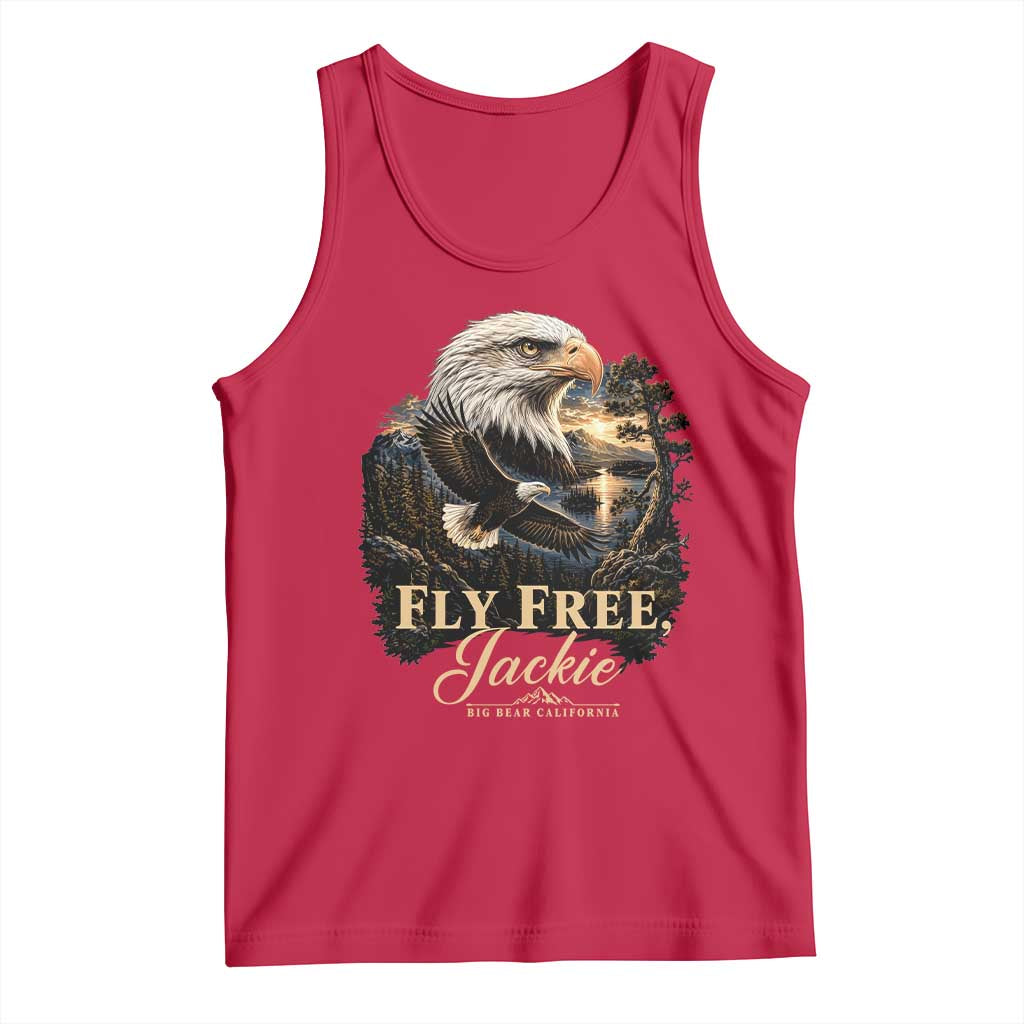 Fly Free Jackie Big Bear Bald Eagle Memorial Tank Top California Valley Sunset Forest Nature Graphic
