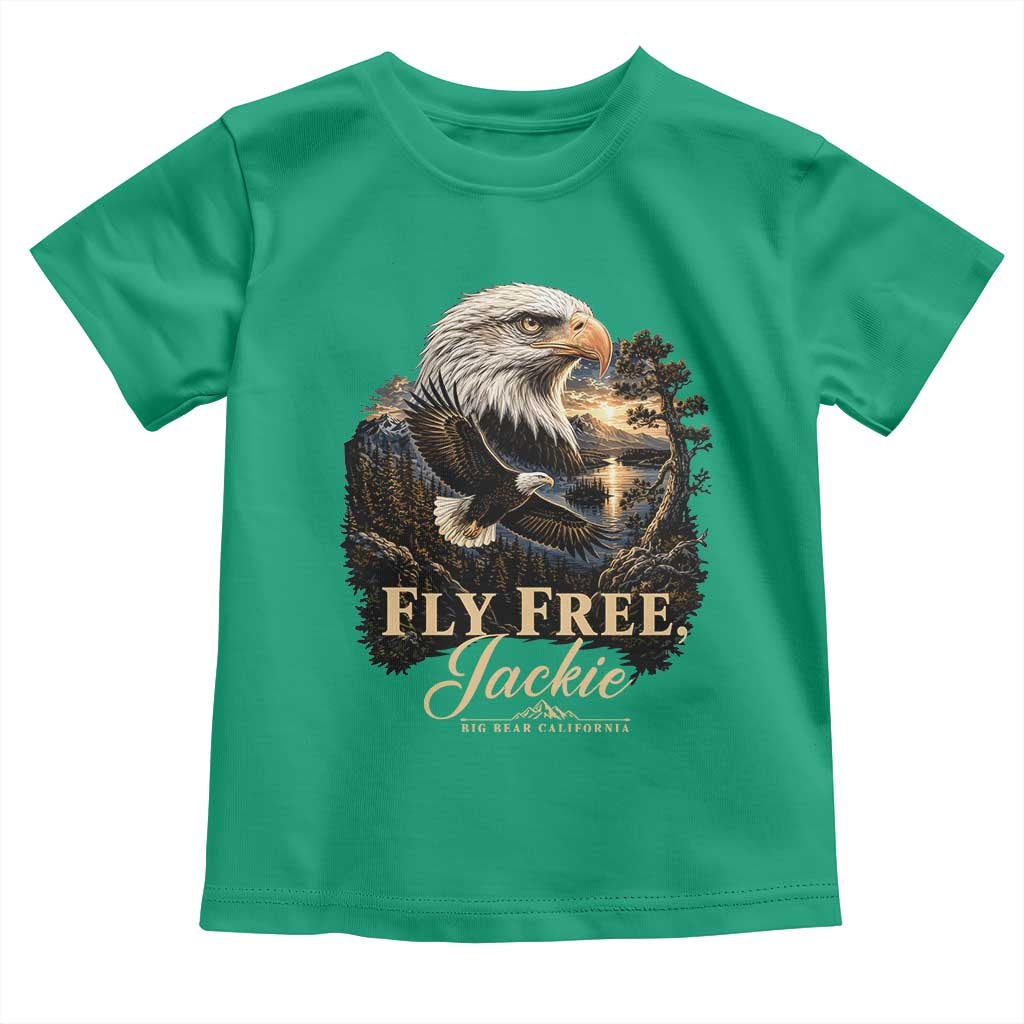 Fly Free Jackie Big Bear Bald Eagle Memorial Toddler T Shirt California Valley Sunset Forest Nature Graphic