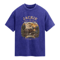 Jackie Forever Our Queen Bald Eagle Memorial Washed Cotton T-Shirt Big Bear Lake Crest Tribute Graphic