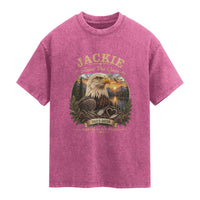 Jackie Forever Our Queen Bald Eagle Memorial Washed Cotton T-Shirt Big Bear Lake Crest Tribute Graphic