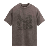 Fly Free Jackie Vintage Etching Soaring Eagle Washed Cotton T-Shirt Big Bear Lake Wilderness Graphic