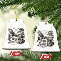Fly Free Jackie Vintage Etching Soaring Eagle Ceramic Ornament Big Bear Lake Wilderness Graphic