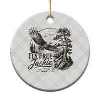 Fly Free Jackie Vintage Etching Soaring Eagle Ceramic Ornament Big Bear Lake Wilderness Graphic