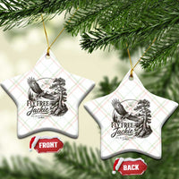 Fly Free Jackie Vintage Etching Soaring Eagle Ceramic Ornament Big Bear Lake Wilderness Graphic
