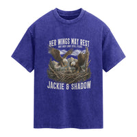 Her Wings May Rest Jackie and Shadow Washed Cotton T-Shirt Bald Eagle Nest Family Tribute Graphic