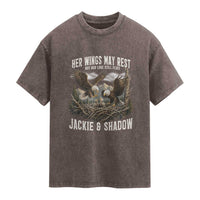Her Wings May Rest Jackie and Shadow Washed Cotton T-Shirt Bald Eagle Nest Family Tribute Graphic