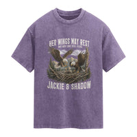Her Wings May Rest Jackie and Shadow Washed Cotton T-Shirt Bald Eagle Nest Family Tribute Graphic
