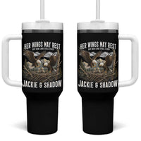 Her Wings May Rest Jackie and Shadow Tumbler With Handle Bald Eagle Nest Family Tribute Graphic
