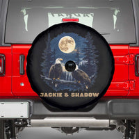 Jackie and Shadow Bald Eagle Couple Spare Tire Cover Full Moon Forest Vintage Nature Graphic