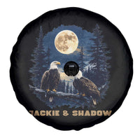 Jackie and Shadow Bald Eagle Couple Spare Tire Cover Full Moon Forest Vintage Nature Graphic