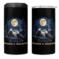 Jackie and Shadow Bald Eagle Couple 4 in 1 Can Cooler Tumbler Full Moon Forest Vintage Nature Graphic