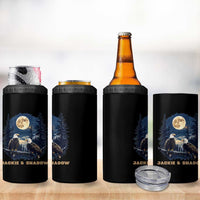 Jackie and Shadow Bald Eagle Couple 4 in 1 Can Cooler Tumbler Full Moon Forest Vintage Nature Graphic