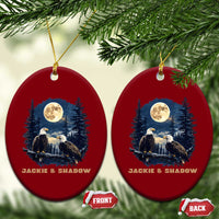 Jackie and Shadow Bald Eagle Couple Ceramic Ornament Full Moon Forest Vintage Nature Graphic
