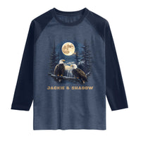 Jackie and Shadow Bald Eagle Couple Raglan Shirt Full Moon Forest Vintage Nature Graphic