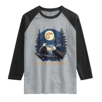 Jackie and Shadow Bald Eagle Couple Raglan Shirt Full Moon Forest Vintage Nature Graphic
