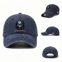 Jackie and Shadow Bald Eagle Couple Washed Cotton Baseball Cap Full Moon Forest Vintage Nature Graphic