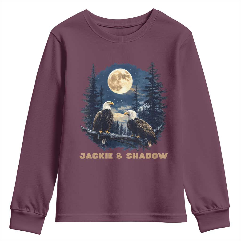 Jackie and Shadow Bald Eagle Couple Youth Sweatshirt Full Moon Forest Vintage Nature Graphic