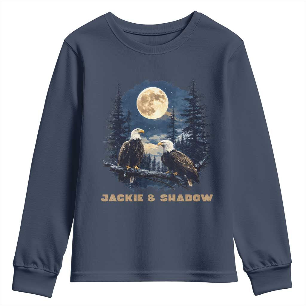 Jackie and Shadow Bald Eagle Couple Youth Sweatshirt Full Moon Forest Vintage Nature Graphic