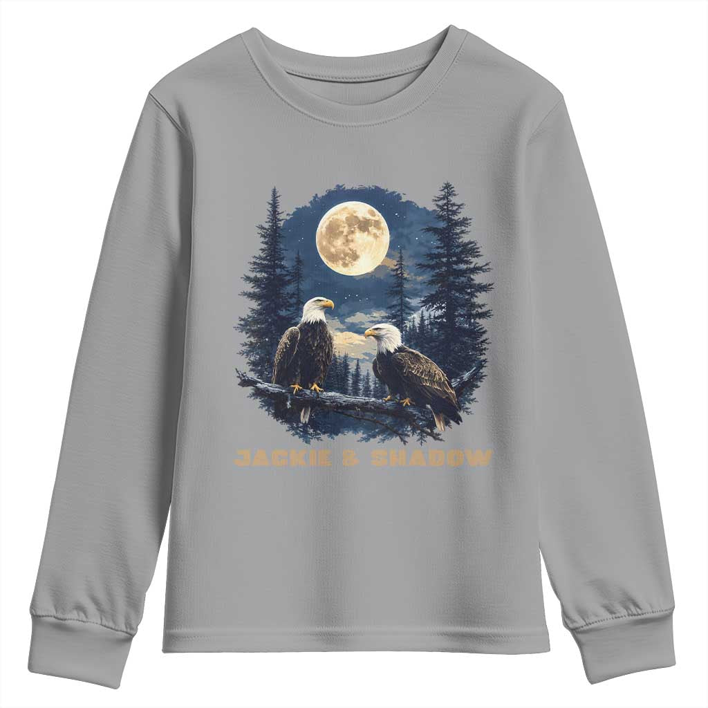 Jackie and Shadow Bald Eagle Couple Youth Sweatshirt Full Moon Forest Vintage Nature Graphic