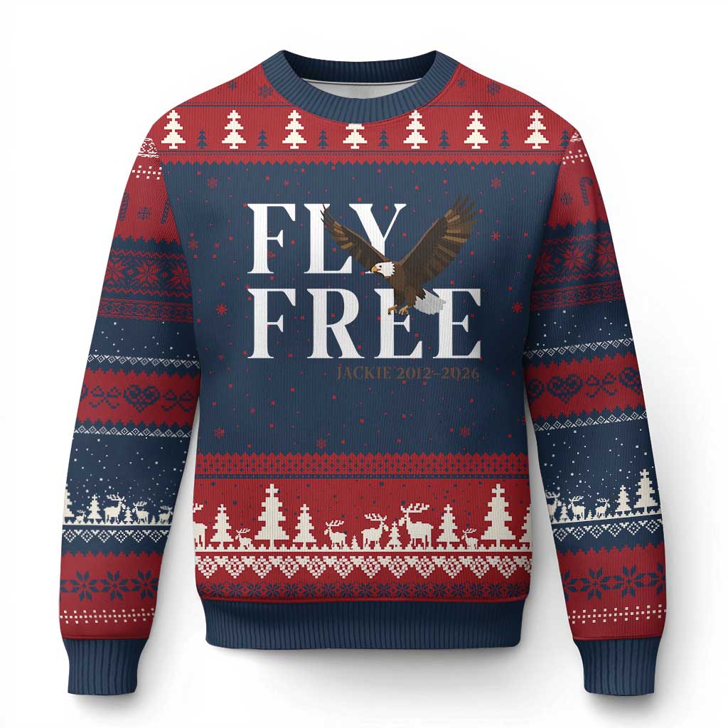 Fly Free Jackie Eagle 2012 2026 Memorial Ugly Christmas Sweater Soaring Wilderness Tribute