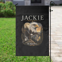 Jackie Forever Our Queen Bald Eagle 2012 2026 Memorial Garden Flag Fly High in Big Bear Moonlit Mountain Tribute