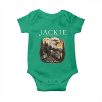 Jackie Forever Our Queen Bald Eagle 2012 2026 Memorial Baby Onesie Fly High in Big Bear Moonlit Mountain Tribute