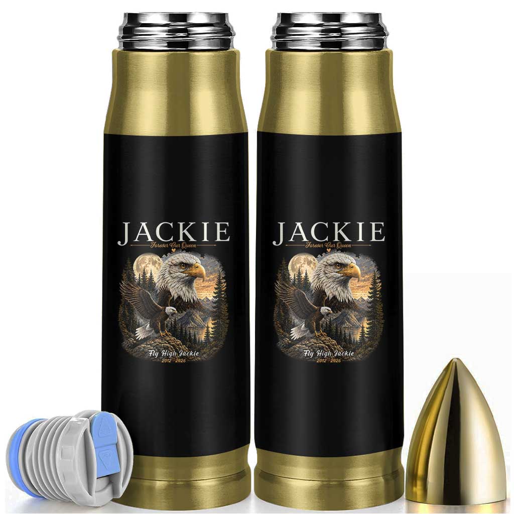 Jackie Forever Our Queen Bald Eagle 2012 2026 Memorial Bullet Tumbler Fly High in Big Bear Moonlit Mountain Tribute