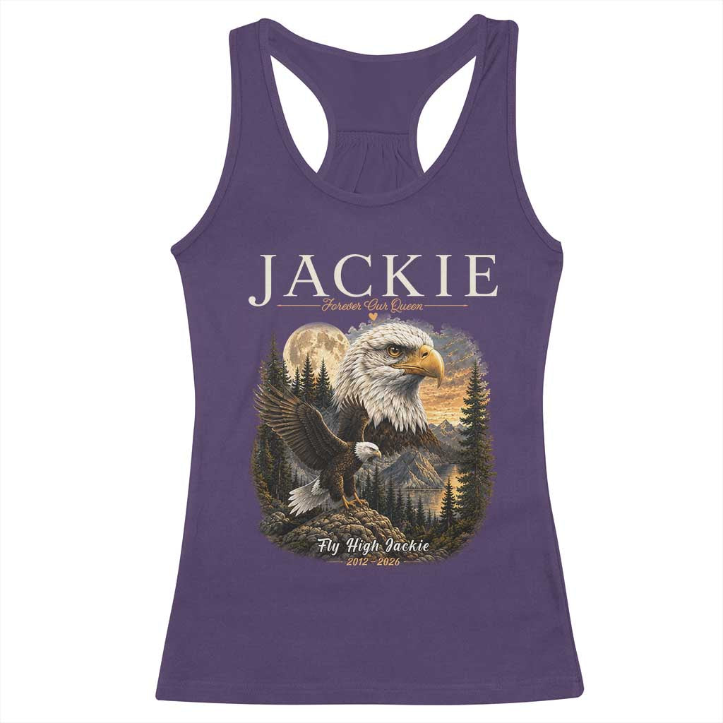 Jackie Forever Our Queen Bald Eagle 2012 2026 Memorial Racerback Tank Top Fly High in Big Bear Moonlit Mountain Tribute