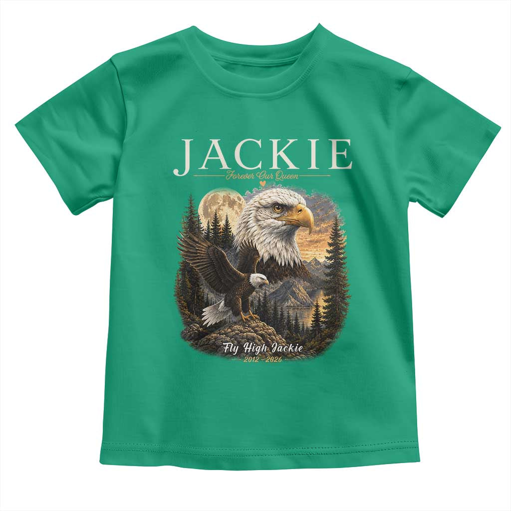 Jackie Forever Our Queen Bald Eagle 2012 2026 Memorial Toddler T Shirt Fly High in Big Bear Moonlit Mountain Tribute