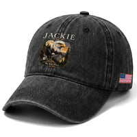 Jackie Forever Our Queen Bald Eagle 2012 2026 Memorial Washed Cotton Baseball Cap Fly High in Big Bear Moonlit Mountain Tribute
