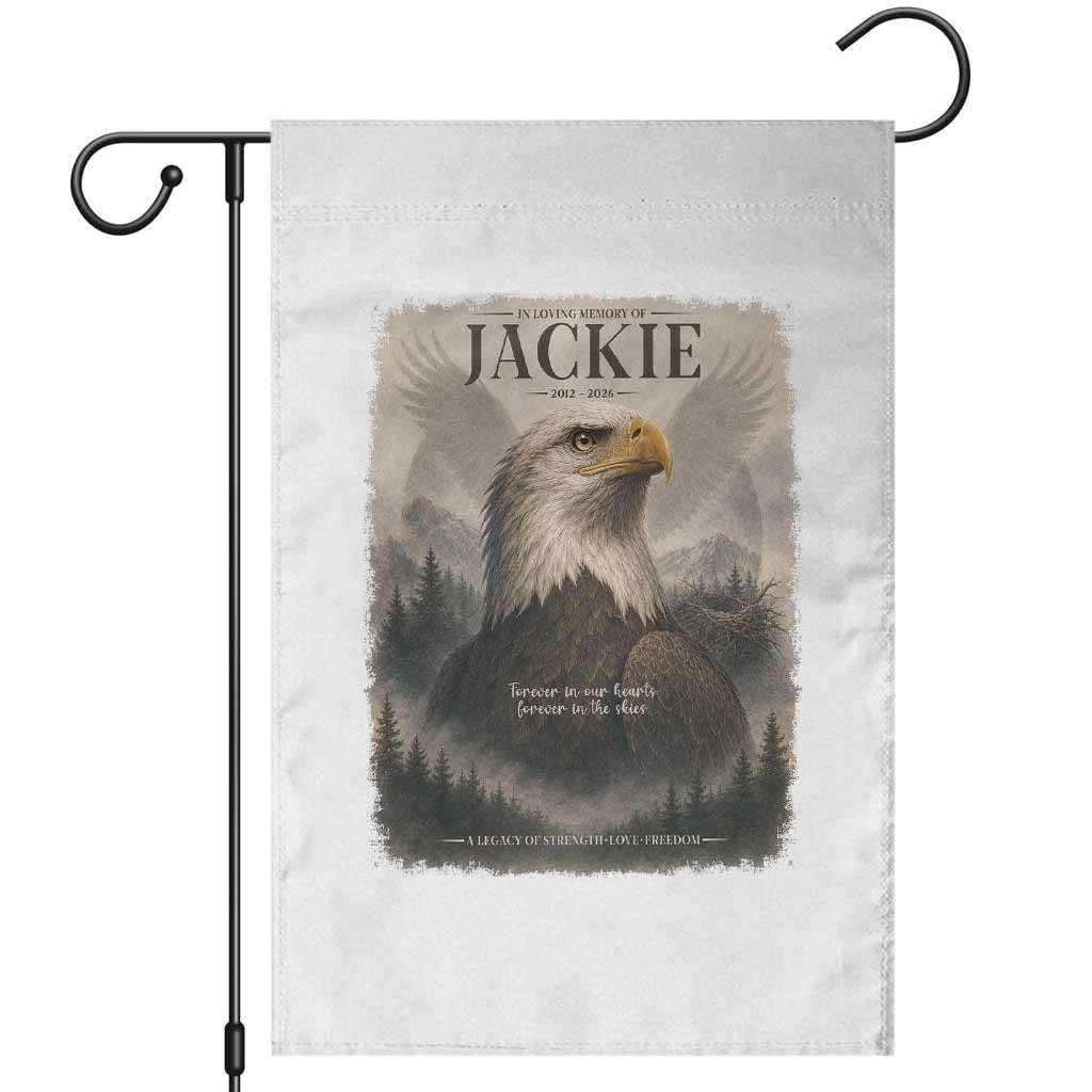 In Loving Memory of Jackie Eagle Memorial Portrait Garden Flag 2012 2026 Legacy Of Strength Wilderness Tribute