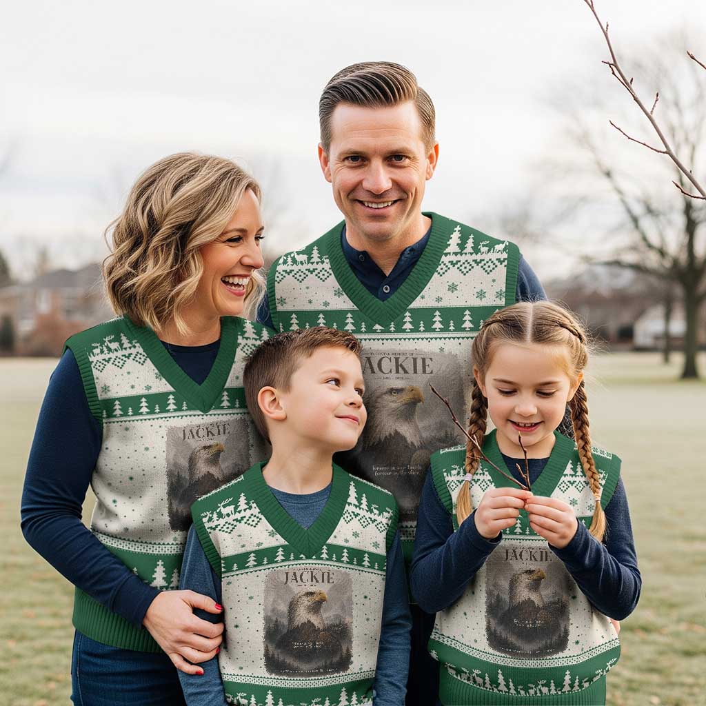 In Loving Memory of Jackie Eagle Memorial Portrait V-Neck Knit Sweater Vest 2012 2026 Legacy Of Strength Wilderness Tribute