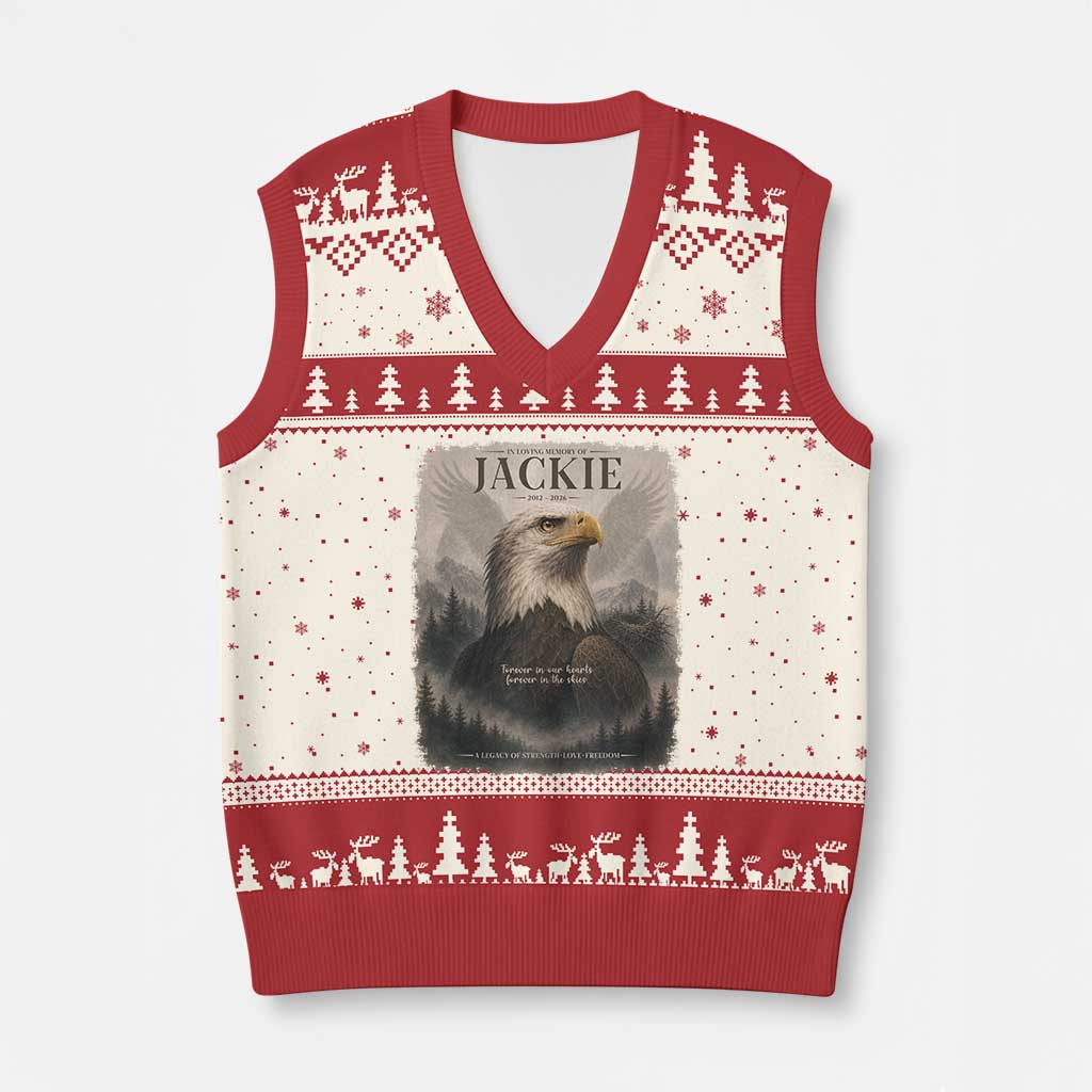 In Loving Memory of Jackie Eagle Memorial Portrait V-Neck Knit Sweater Vest 2012 2026 Legacy Of Strength Wilderness Tribute