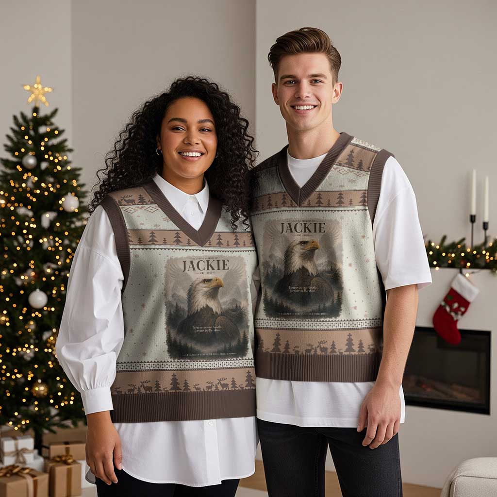 In Loving Memory of Jackie Eagle Memorial Portrait V-Neck Knit Sweater Vest 2012 2026 Legacy Of Strength Wilderness Tribute