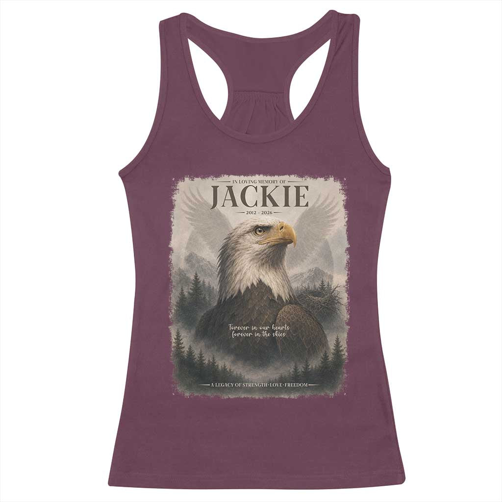 In Loving Memory of Jackie Eagle Memorial Portrait Racerback Tank Top 2012 2026 Legacy Of Strength Wilderness Tribute