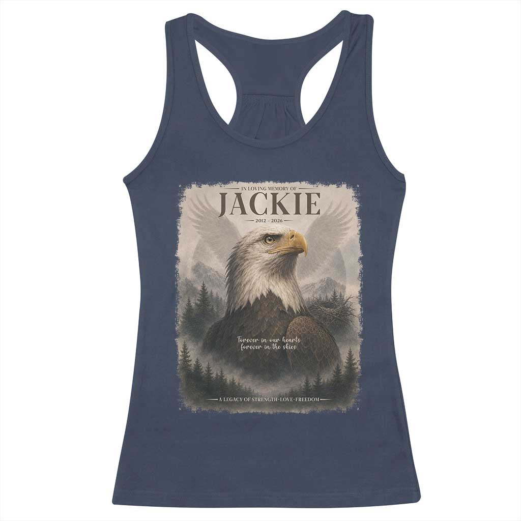 In Loving Memory of Jackie Eagle Memorial Portrait Racerback Tank Top 2012 2026 Legacy Of Strength Wilderness Tribute