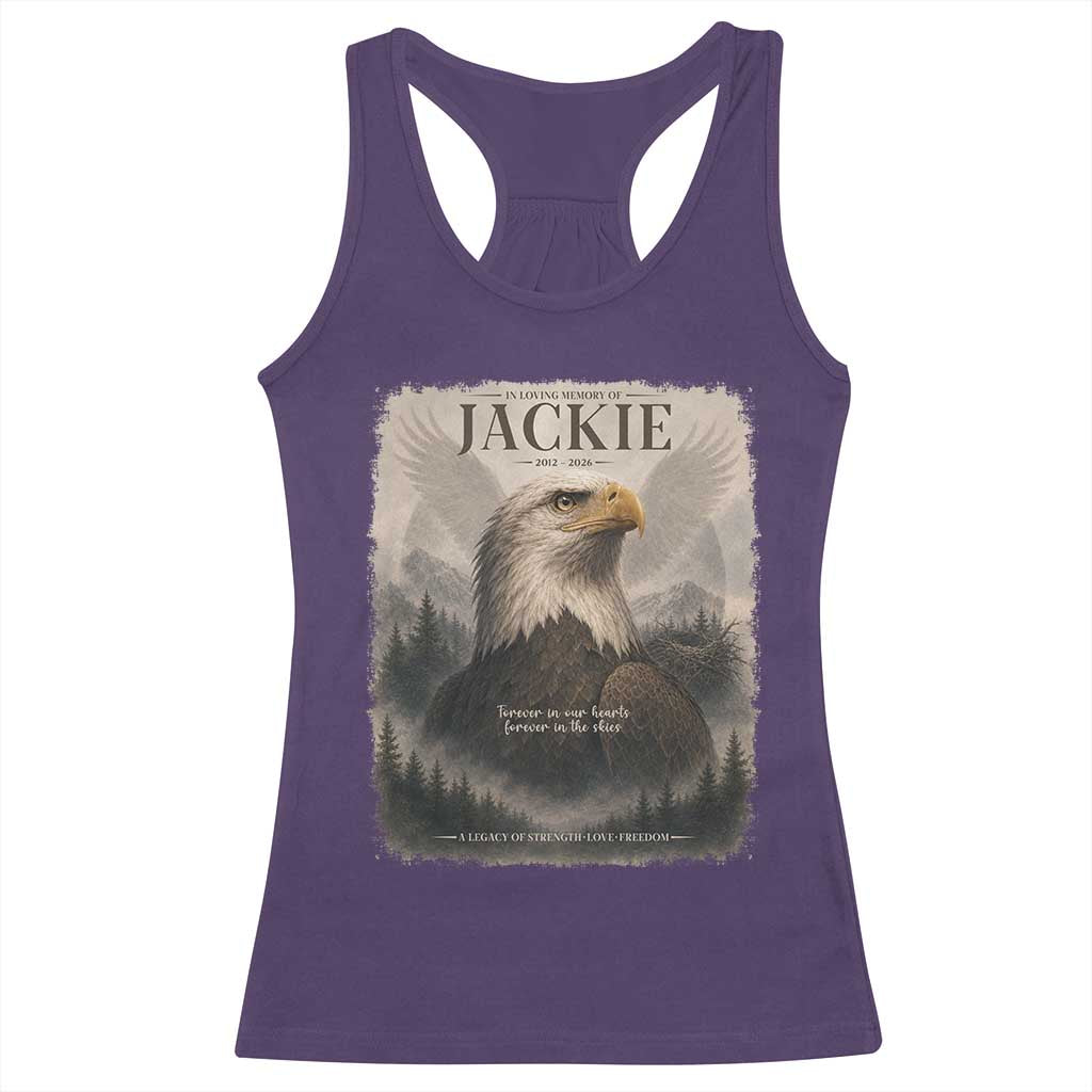 In Loving Memory of Jackie Eagle Memorial Portrait Racerback Tank Top 2012 2026 Legacy Of Strength Wilderness Tribute