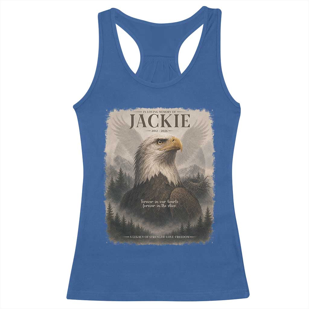 In Loving Memory of Jackie Eagle Memorial Portrait Racerback Tank Top 2012 2026 Legacy Of Strength Wilderness Tribute