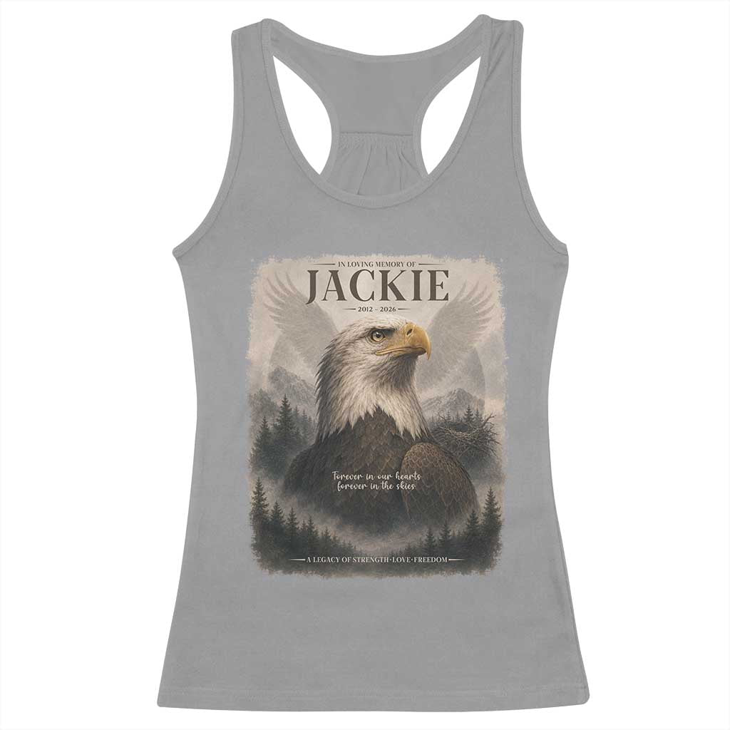 In Loving Memory of Jackie Eagle Memorial Portrait Racerback Tank Top 2012 2026 Legacy Of Strength Wilderness Tribute