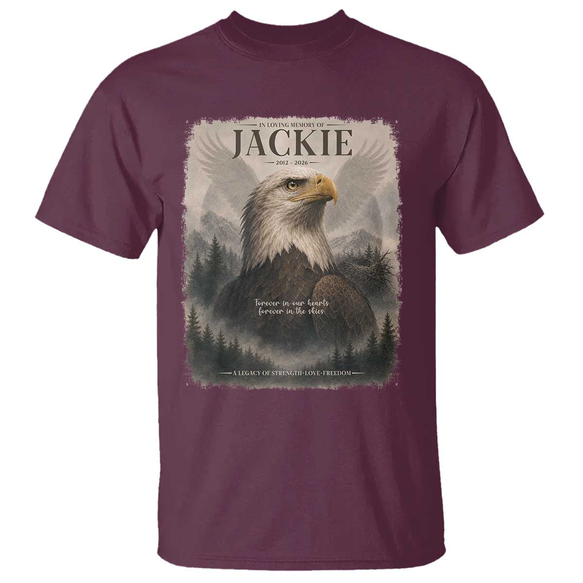 In Loving Memory of Jackie Eagle Memorial Portrait T Shirt 2012 2026 Legacy Of Strength Wilderness Tribute