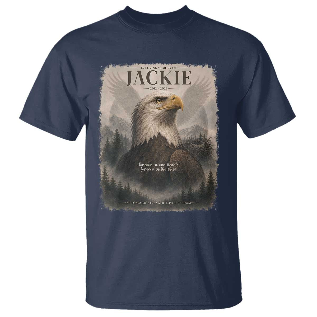 In Loving Memory of Jackie Eagle Memorial Portrait T Shirt 2012 2026 Legacy Of Strength Wilderness Tribute
